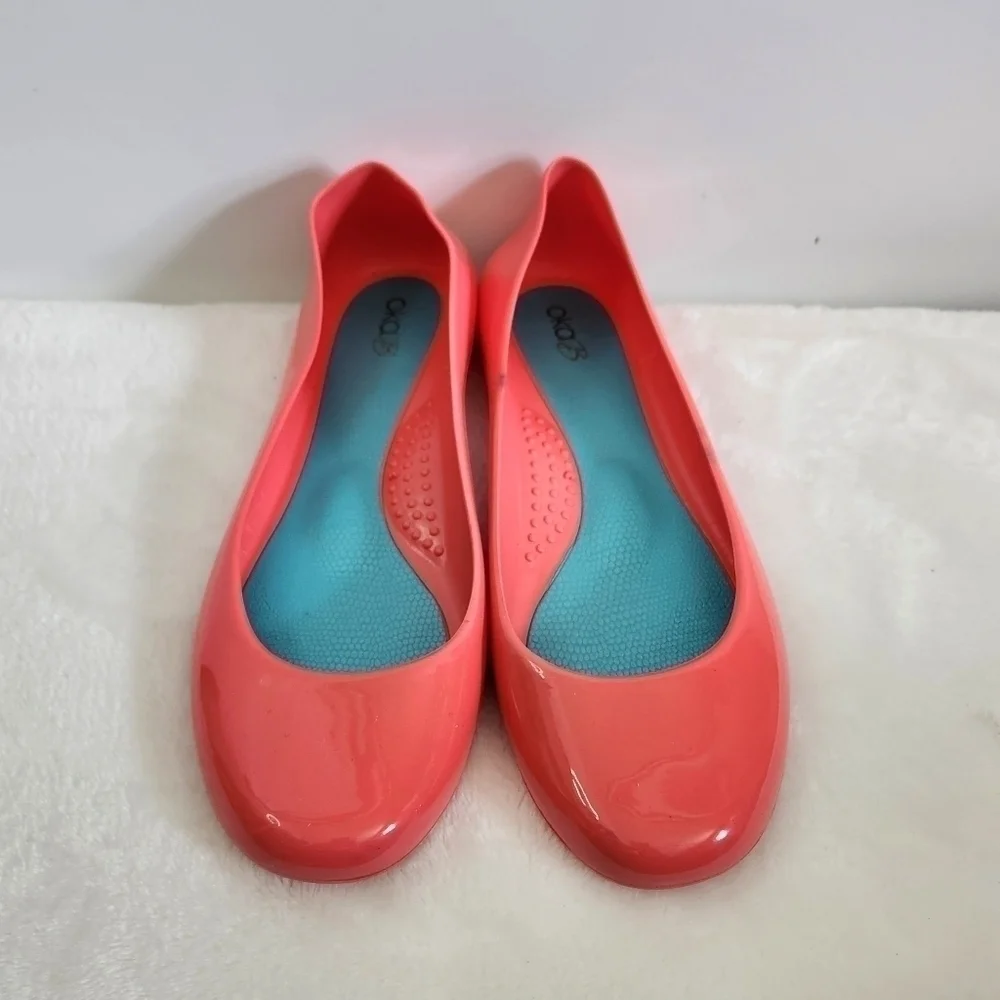 Oka B Taylor Coral Pink Rubber Jelly Ballet Slip On Flats Women Size US 8 EU 38 - Picture 6 of 14